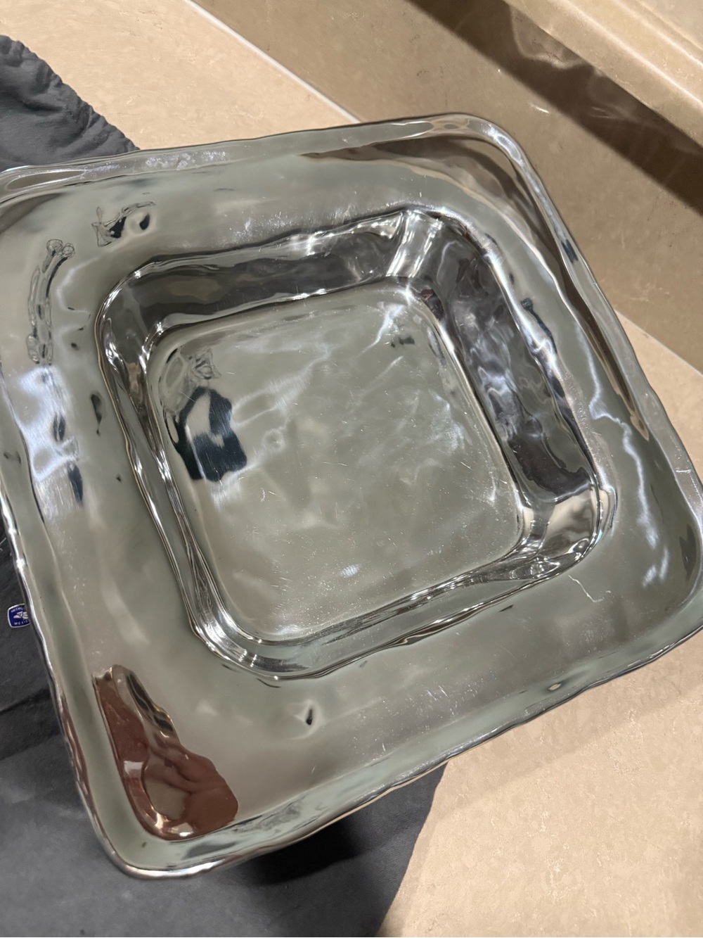 Beatriz ball Square Metal Bowl serving dish- Silver - Picture 2 of 3